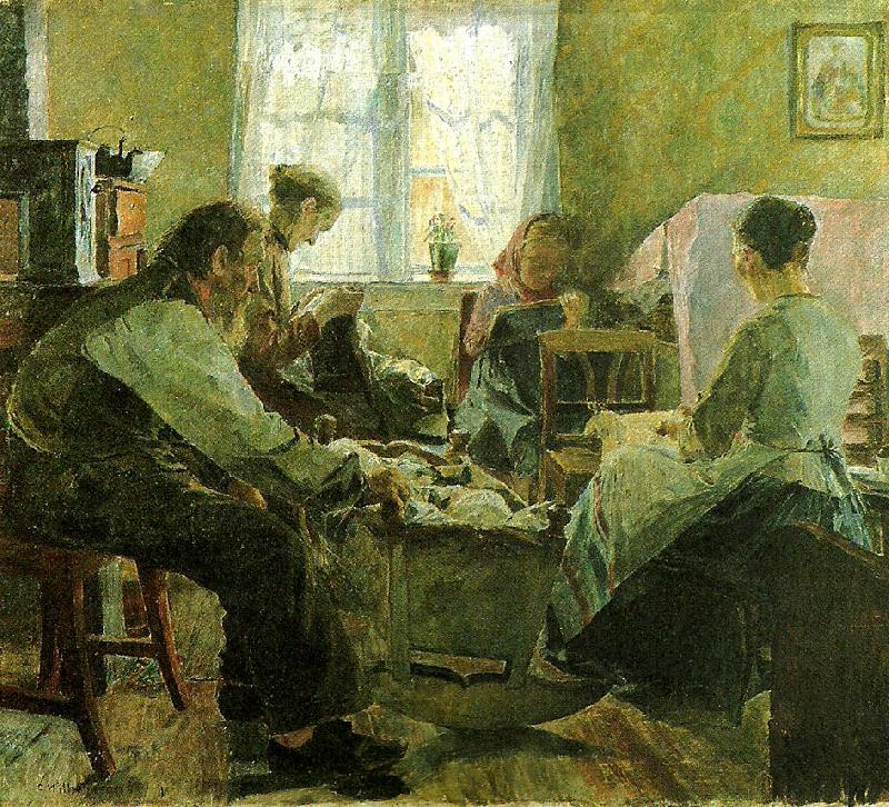 Carl Wilhelmson interior fran bohuslan oil painting picture